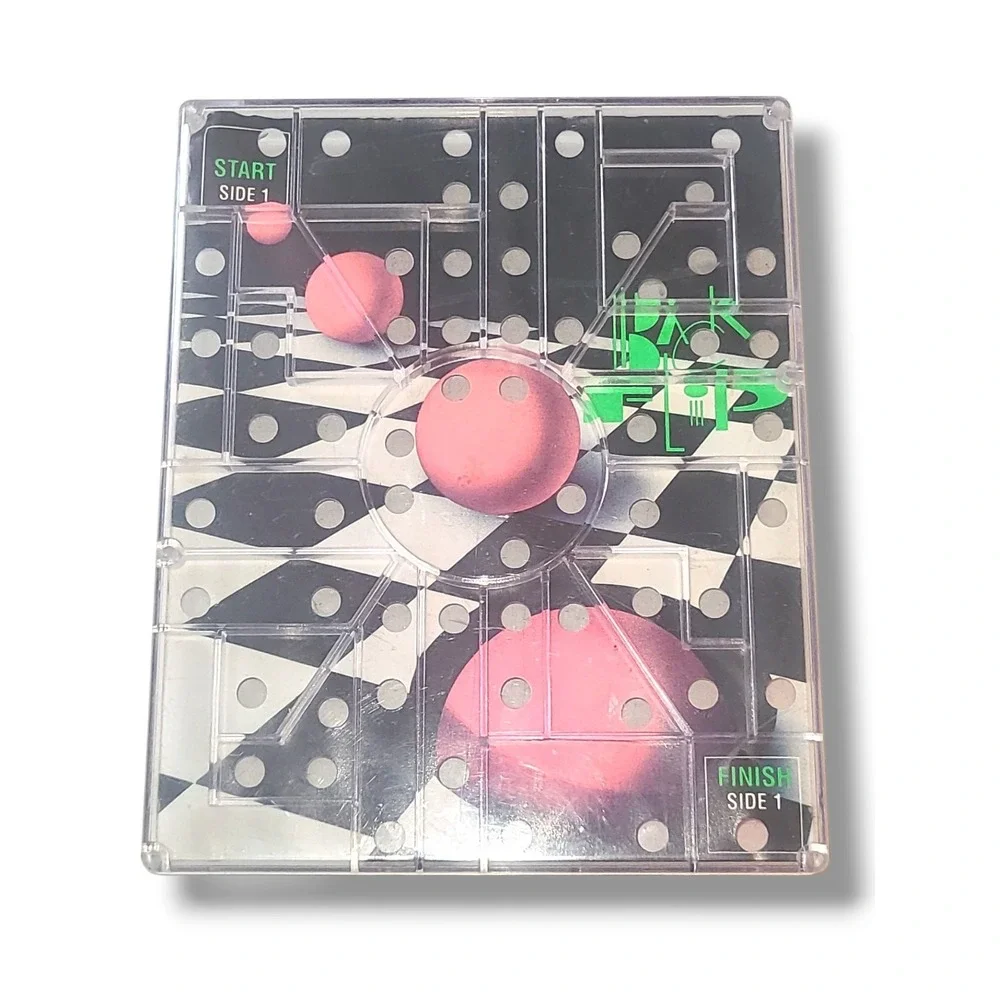 Binary Arts BackFlip Ball Maze Puzzle‎ Game 1990 Vintage Two Sided Dexterity
